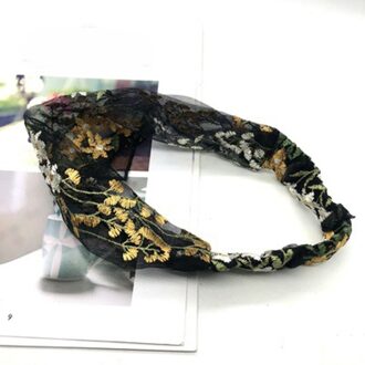 Mbroidery Kant Bloem Haarbanden Koreaanse Wassen Gezicht Haarband Headwrap Elastische Haarbanden E Haaraccessoires Vrouwen Brede Hoofdband Goud