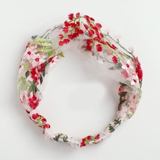 Mbroidery Kant Bloem Haarbanden Koreaanse Wassen Gezicht Haarband Headwrap Elastische Haarbanden E Haaraccessoires Vrouwen Brede Hoofdband Rood