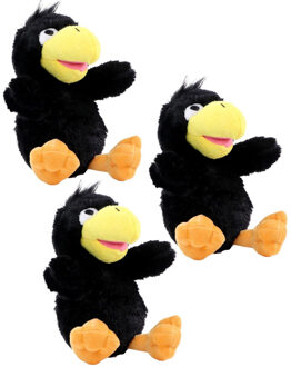 MBW Pluche zwarte kraai/raaf - 4x stuks - knuffel vogel - 21 cm - vogel knuffeldier