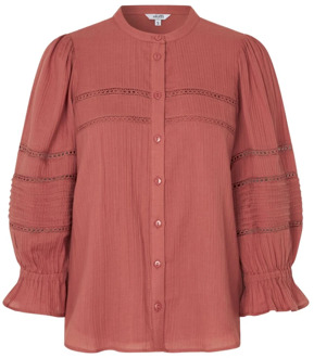 MbyM Roze blouse met ruches en opengewerkte details Dai mbyM , Pink , Dames - L,M,Xs