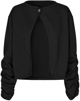 MbyM Zwarte Jersey Vest Top met Geplooide Mouwen mbyM , Black , Dames - S,Xs