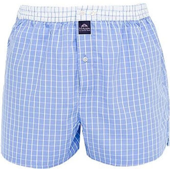 Mc Alson Boxershort Lichtblauw Geruit Witte Band Los 100% Katoen - M