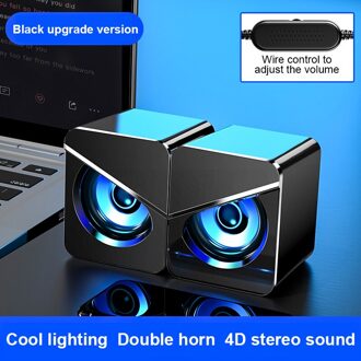 Mc V-116 Usb Bedrade Computer Speaker Bass Stereo Kleurrijke Led Light Thuis Desktop Voor Pc/Laptop/Mobiele Telefoon/MP3/MP4/Dvd Upgrade zwart