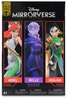 Mcfarlane Toys Disney Mirrorverse Action Figures Princess Pack Mulan, Belle (Fractured) & Arielle (Gold Label) 13 - 18 cm