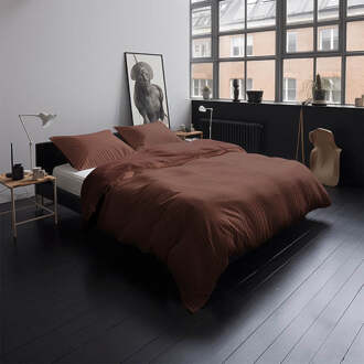 Mcgregor Dekbedovertrek Katoen-Satijn - Terracotta - Tweepersoons (200x200 Cm) - Bruin Katoen-satijn Katoen - Strepen & Hotel Luxe - McGregor - Dekbed-Discounter.nl - 200 x 200/220 cm