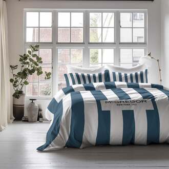 Mcgregor Dekbedovertrek McGregor - Classic Donkerblauw - Tweepersoons (200x200 Cm) - Wit & Blauw Katoen Microvezel - Strepen & Hotel Luxe - McGregor - Dekbed-Discounter.nl Wit,Blauw - 200 x 200/220 cm