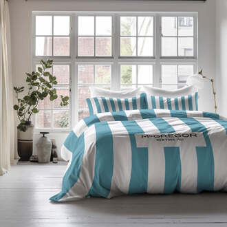 Mcgregor Dekbedovertrek McGregor - Classic Lichtblauw - Eenpersoons (140x200 Cm) - Blauw & Wit Katoen Microvezel - Strepen & Hotel Luxe - McGregor - Dekbed-Discounter.nl