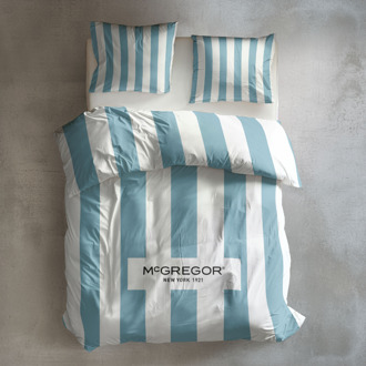 Mcgregor Dekbedovertrek McGregor - Classic Lichtblauw - Tweepersoons (200x200 Cm) - Blauw & Wit Katoen Microvezel - Strepen & Hotel Luxe - McGregor - Dekbed-Discounter.nl
