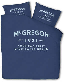 Mcgregor Dekbedovertrek McGregor - Katoen - Boston - Blauw - Tweepersoons (200x200 Cm) - Blauw Katoen - Tekst & Hotel Luxe - McGregor - Dekbed-Discounter.nl - 200 x 200/220 cm