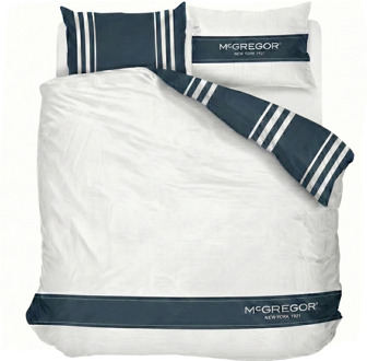 Mcgregor Dekbedovertrek McGregor - Katoen - Staten Island - Tweepersoons (200x200 Cm) - Wit & Blauw Katoen - Strepen & Hotel Luxe - McGregor - Dekbed-Discounter.nl