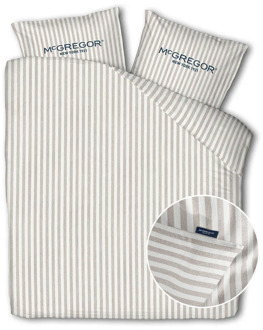 Mcgregor Dekbedovertrek McGregor - Katoen - Taupe - Eenpersoons (140x200 Cm) - Taupe & Wit Katoen - Strepen & Hotel Luxe - McGregor - Dekbed-Discounter.nl