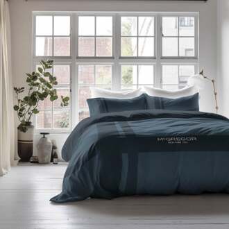 Mcgregor Dekbedovertrek McGregor - Manhattan - Tweepersoons (200x200 Cm) - Blauw Microvezel - Tekst & Strepen & Hotel Luxe - McGregor - Dekbed-Discounter.nl - 200 x 200/220 cm