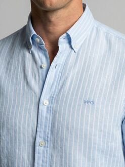 Mcgregor Overhemd Cotton Linen Strepen Lichtblauw - 3XL,L