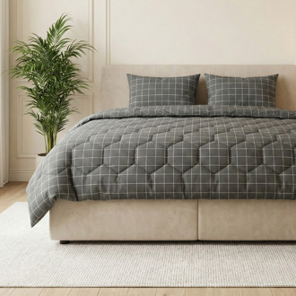 Mcgregor Wasbaar Easy Dekbed Zonder Overtrek - Zonder Overtrek - McGregor Squares - Grijs - Dekbed-Discounter.nl - 240 x 200 cm