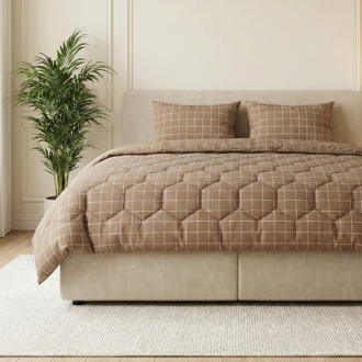 Mcgregor Wasbaar Easy Dekbed Zonder Overtrek - Zonder Overtrek - McGregor Squares - Taupe - Dekbed-Discounter.nl