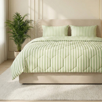 Mcgregor Wasbaar Easy Dekbed Zonder Overtrek - Zonder Overtrek - McGregor Streep - Groen - Dekbed-Discounter.nl - 240 x 200 cm