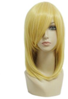 MCOSER 45 cm Rechte Synthetisch Medium Licht Gouden Kleur Kostuum Pruik 100% Hoge Temperatuur Fiber Hair WIG-197A