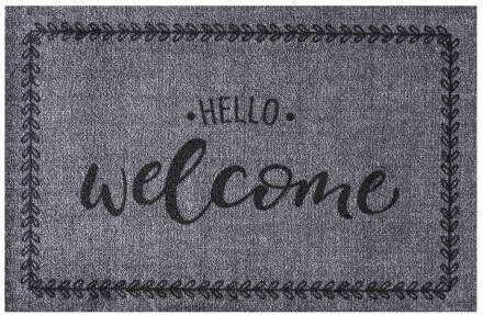 MD Entree - Schoonloopmat - Ambiance - Hello Welcome - 50 x 75 cm Grijs