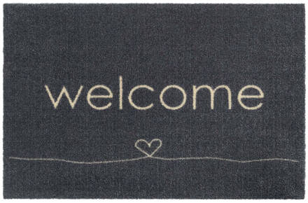 MD Entree - Schoonloopmat - Ambiance - Welcome Heart - 50 x 75 cm Antraciet