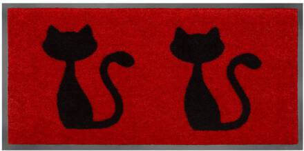 MD Entree - Schoonloopmat - Emotion XS - Cats Red - 40 x 80 cm Rood