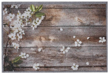 Md Entree - Schoonloopmat - Impression Flowers On Wood - 40 X 60 Cm Multikleur