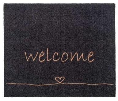 MD Entree - Schoonloopmat - Walk&Wash - Welcome Heart - 67 x 80 cm Grijs