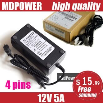 Mdpower Voor 12V 5A Mobiele Pc Lcd Monitor Lcd Tv Monitor Ac Power Adapter 4-Pin Vier-pin Connector Cord EU