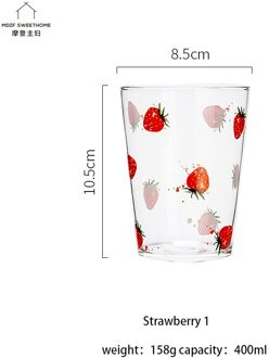 Mdzf Sweethome 400Ml Aardbei Cloud Glas Sap Koffie Beker Melk Thee Koffie Warter Glazen Mok Zomer Cocktail Drinkware aardbei 1