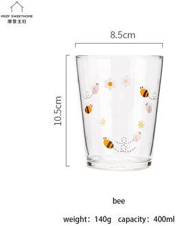 Mdzf Sweethome 400Ml Aardbei Cloud Glas Sap Koffie Beker Melk Thee Koffie Warter Glazen Mok Zomer Cocktail Drinkware bee