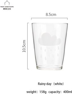Mdzf Sweethome 400Ml Aardbei Cloud Glas Sap Koffie Beker Melk Thee Koffie Warter Glazen Mok Zomer Cocktail Drinkware Rainy day wit
