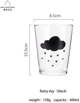 Mdzf Sweethome 400Ml Aardbei Cloud Glas Sap Koffie Beker Melk Thee Koffie Warter Glazen Mok Zomer Cocktail Drinkware Rainy day zwart