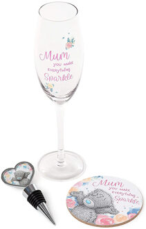 Me To You moederdag prosecco/wijn giftset - Flessenstopper/champagneglas/onderzetter