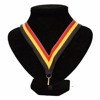 Medaille lint zwart/geel/rood - Verkleedattributen Multikleur