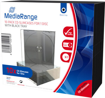 MediaRange BOX32 CD-doosje Dvd-hoes 1 schijven Zwart, Transparant