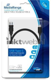 MediaRange MRCS160 USB-kabel 1,2 m USB 3.2 Gen 1 (3.1 Gen 1) USB A USB C Zwart