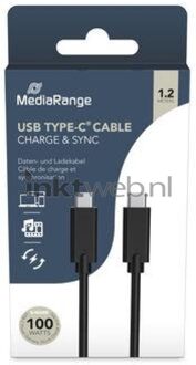 MediaRange Origineel MediaRange USB-C naar USB-C kabel - 100W snellader zwart