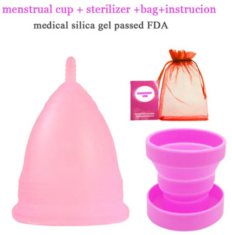 Medical Grade Silicone Menstrual Cup&Cleaning Brush Sterilizing Menstrual Cup for Women Menstruation period Collector Lady Cups