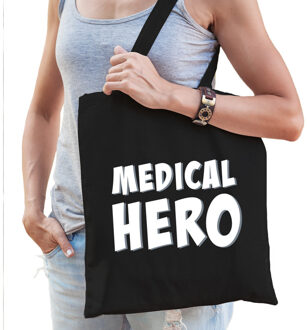 Medical hero/ zorgpersoneel cadeau tas zwart voor dames - Feest Boodschappentassen