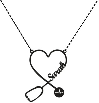 Medical Jewelry Custom Stethoscope Name Necklace Women Nurse Doctor Personalized Nameplate Heart Necklaces Best Friends Gift