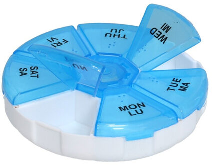 Medicijnen doosje/pillendoosje - 7-vaks - blauw - geschikt voor 7 dagen - Pillendoosjes