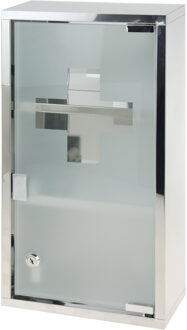 Medicijnkastje - glazen deur - 25 x 48 cm - met slotje - EHBO kastje - apothekerskastje