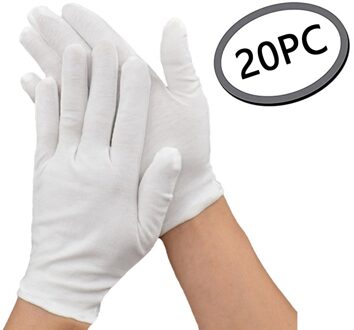 Medium Dikke Katoenen Beschermende Handschoen Zweet-Proof Ademend Elastische Witte Handschoenen 20Pc Zweet-Absorberende Huidvriendelijke antislip