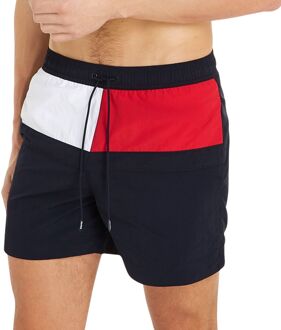 Medium Drawstring Zwemshort Heren donkerblauw - wit - rood - S