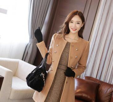 Medium lange slanke wollen jas vrouwen slim Double-Breasted witte jassen dames herfst winter koreaanse stijl bovenkleding femme 3 / M