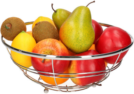 Medium-size fruitschaal Chrome metal rond 28 x 11 cm