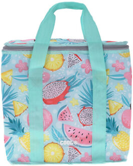 Medium size koeltas voor lunch Hawaii beach thema groen/creme 34 x 16 x 36 cm 16 liter - Koeltas