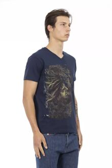 Medusa V-hals T-shirt Informele Stijl Navy