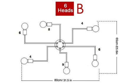 Meerdere Staaf Smeedijzeren Plafond Verlichting Nordic Vintage Industriële Loft Plafond Lampen Voor Thuis Verlichtingsarmaturen 6 B Heads / 4 Heads
