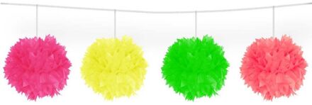 Meerkleurige Neon Pompom Slinger - 3 Meter Multikleur