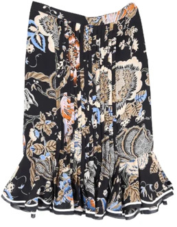 Meerkleurige zijden rok met pintucks en ruffles Tory Burch , Multicolor , Dames - 2XS